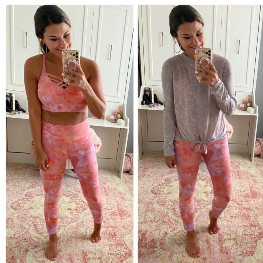 JoyLab Women's Tie-Dye Portia High-Waisted Leggings Orange Pink